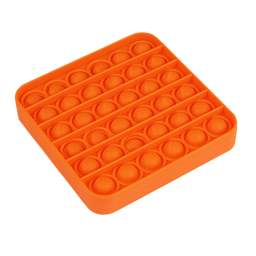 Jucarie senzoriala din silicon Push Pop Bubble, patrat, Oktane, antistres, pentru scoala/birou, 12.6x12.6x1.6cm, orange